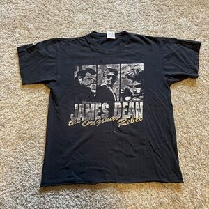 Vintage 90s James Dean T Shirt Men's Large Distressed Cropped Faded